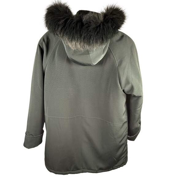 Mid Length Parka Coat Size Small Removable Hood Full Zip Genuine Fox Fur Winter - Picture 3 of 13